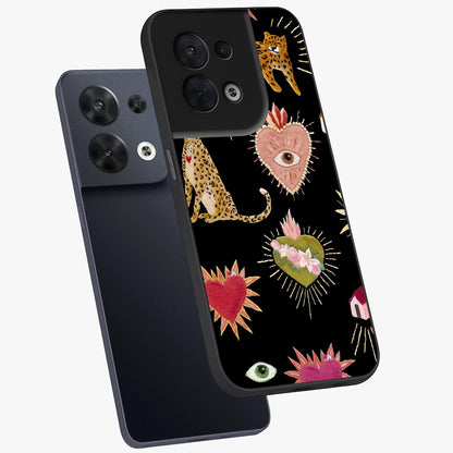 Sacred Jungle Heart Glass Case displayed in angled mockup highlighting lush tropical design with natural aesthetic style.