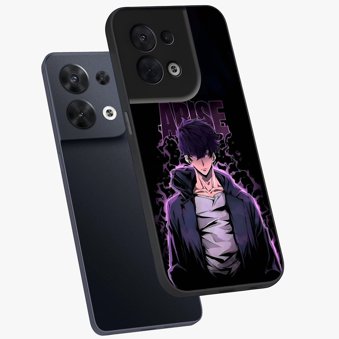 Shadow Monarch Awakening Glass Case displayed in angled mockup highlighting dramatic shadow warrior design with fantasy aesthetic.