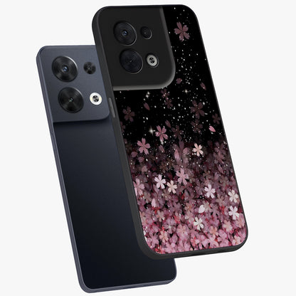 Small Starry Flowers Glass Case displayed in angled mockup highlighting tiny flower pattern with celestial aesthetic style.