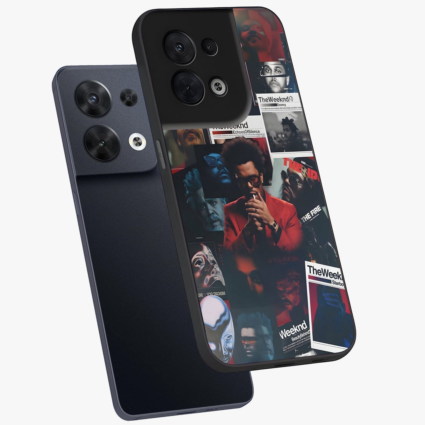 The Weeknd Glass Case displayed in angled mockup highlighting stylish pop culture inspired design with modern aesthetic.