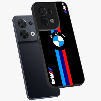 Turbo BMW Beast Glass Case displayed in angled mockup highlighting sleek racing car design with bold automotive aesthetic.