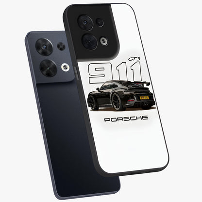 Turbo Legacy Icon Glass Case displayed in angled mockup highlighting dynamic automotive design with performance aesthetic.