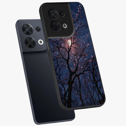 Twilight Sakura Serenade Glass Case displayed in angled mockup highlighting delicate sakura flower design with dreamy aesthetic.