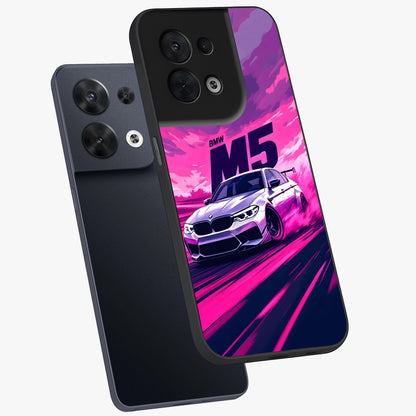 Velocity Drift Pulse Glass Case displayed in angled mockup highlighting dynamic drift design with sporty automotive aesthetic.