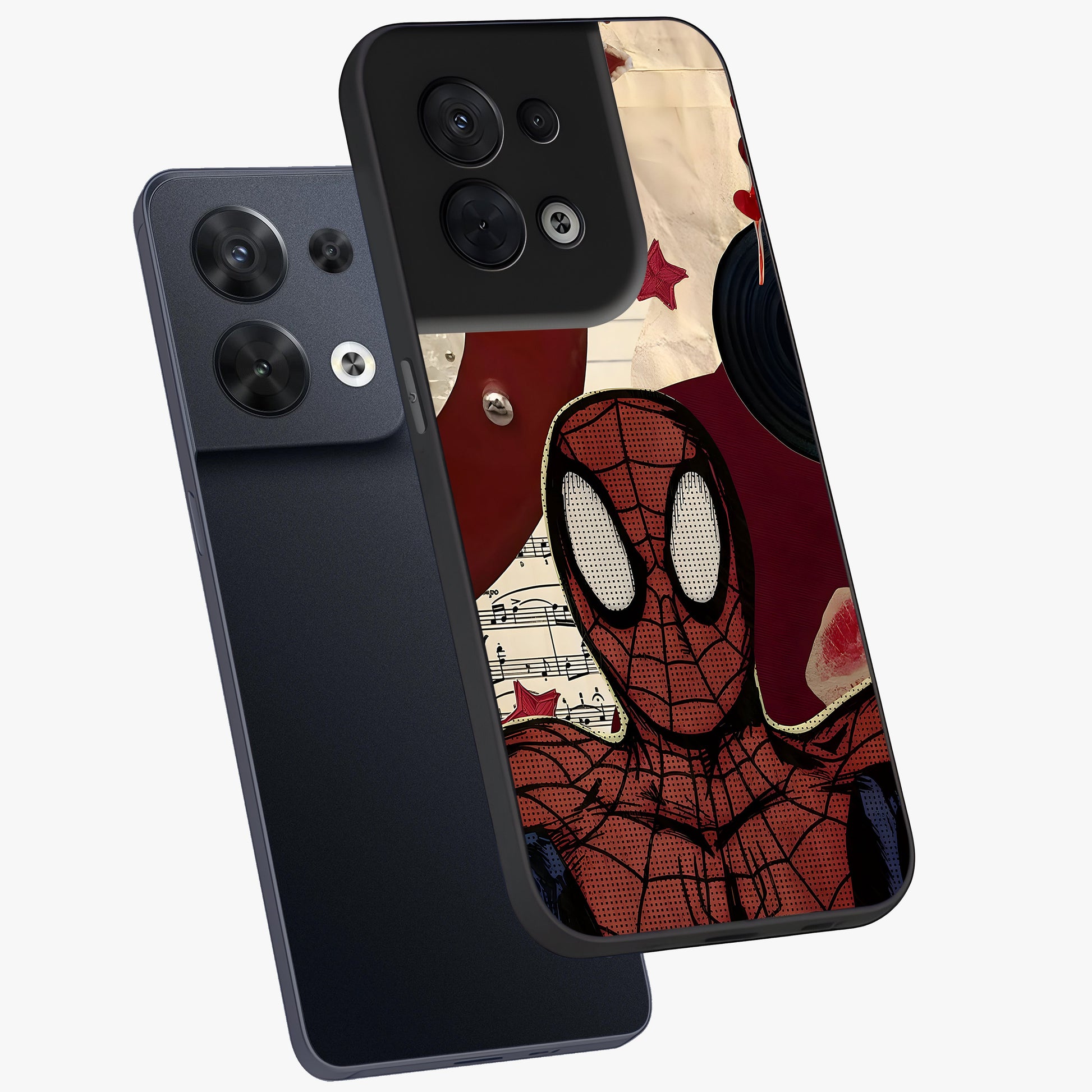 Web Warrior Vibes Glass Case displayed in angled mockup highlighting dynamic web design with comic style aesthetic.