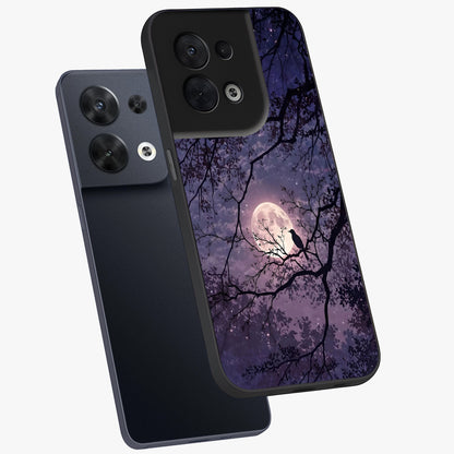 Whispering Moon Silence Glass Case displayed in angled mockup highlighting calm lunar design with dreamy night aesthetic.