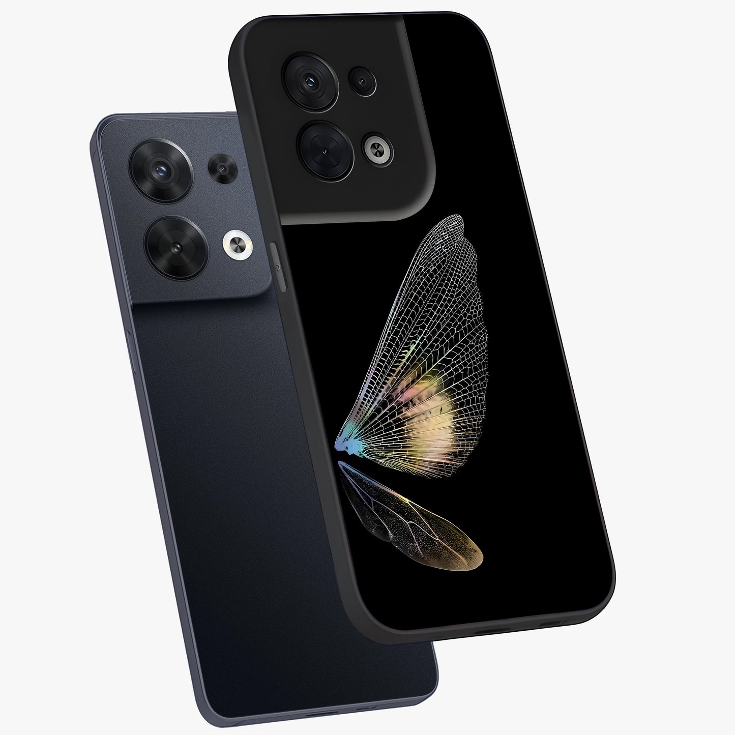 Whispers Of Wings Glass Case displayed in angled mockup highlighting soft feather design with celestial aesthetic style.
