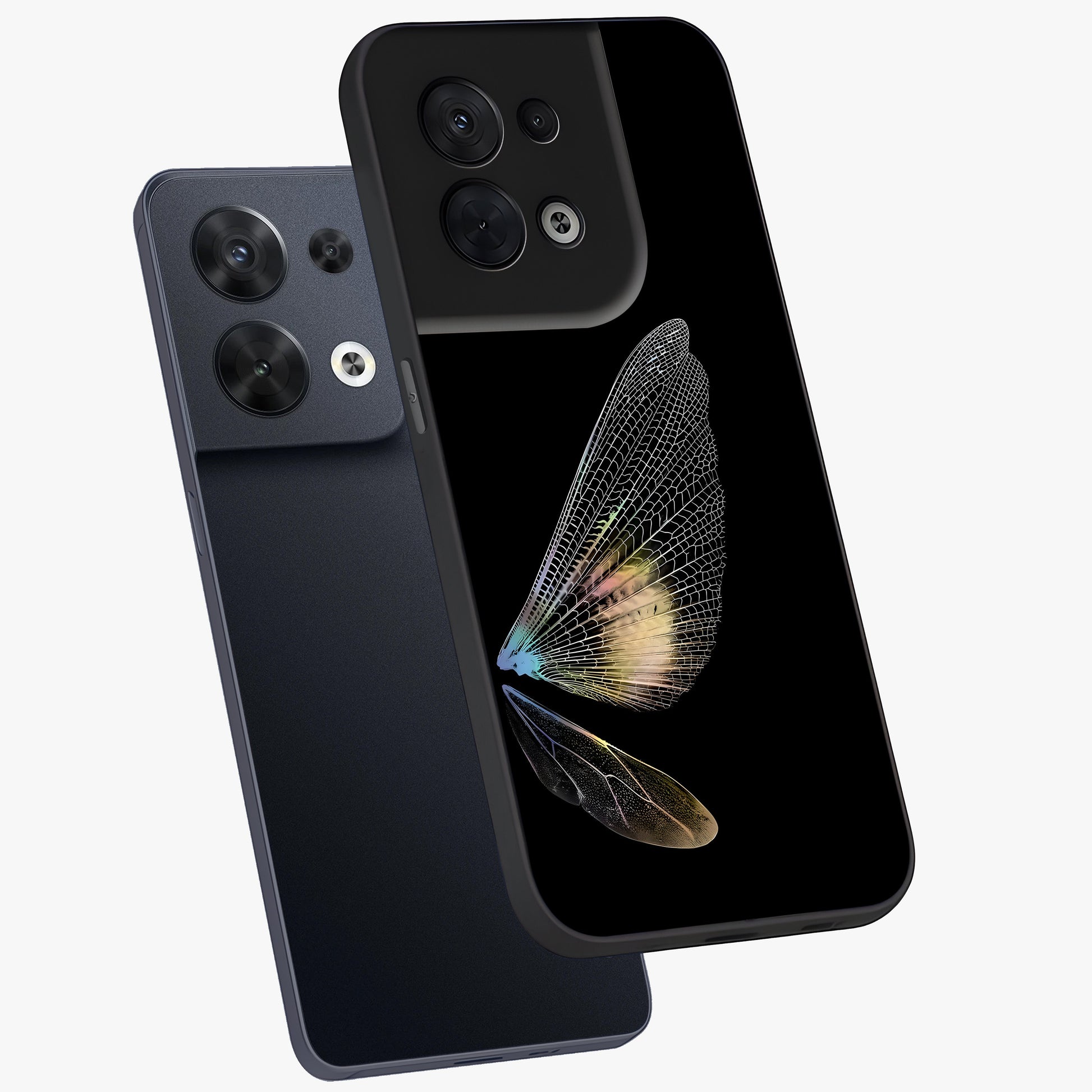 Whispers Of Wings Glass Case displayed in angled mockup highlighting soft feather design with celestial aesthetic style.