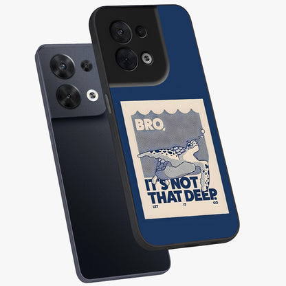 Worry Less Swim Glass Case displayed in angled mockup highlighting fun typography design with relaxed aesthetic style.