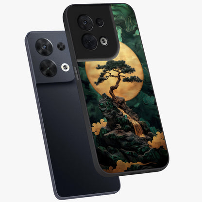 Zen Moon Rise Glass Case displayed in angled mockup highlighting peaceful lunar design with zen aesthetic style.