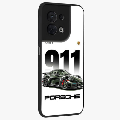 911 Turbo Dominance Glass Case upright perspective showcasing powerful racing design and modern automotive aesthetic.