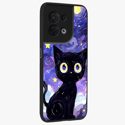 Abstract Cat Art Glass Case upright view showcasing creative feline illustration and aesthetic artistic style.