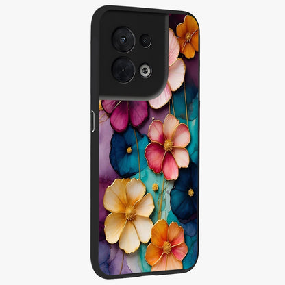 Artlyn Grace Flower Pattern Glass Case upright view showcasing graceful floral artwork with aesthetic botanical style.