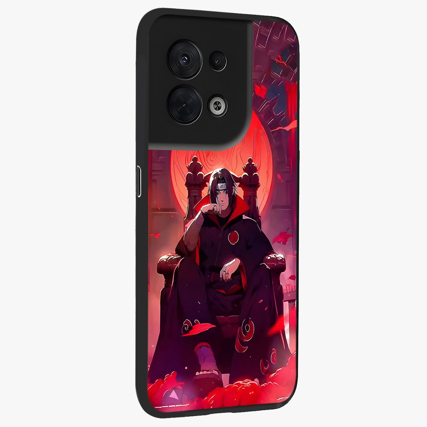 Blood Moon Sovereign Glass Case upright view showcasing powerful moon inspired artwork with cosmic aesthetic style.