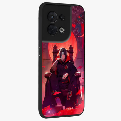 Blood Moon Sovereign Glass Case upright view showcasing powerful moon inspired artwork with cosmic aesthetic style.