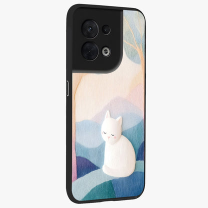 Cotton Dream Cat Glass Case upright view showcasing charming cat artwork with cozy dreamy theme.