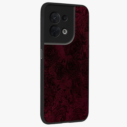 Crimson Fade Flow Glass Case upright view showcasing dynamic crimson flow artwork with stylish abstract theme.