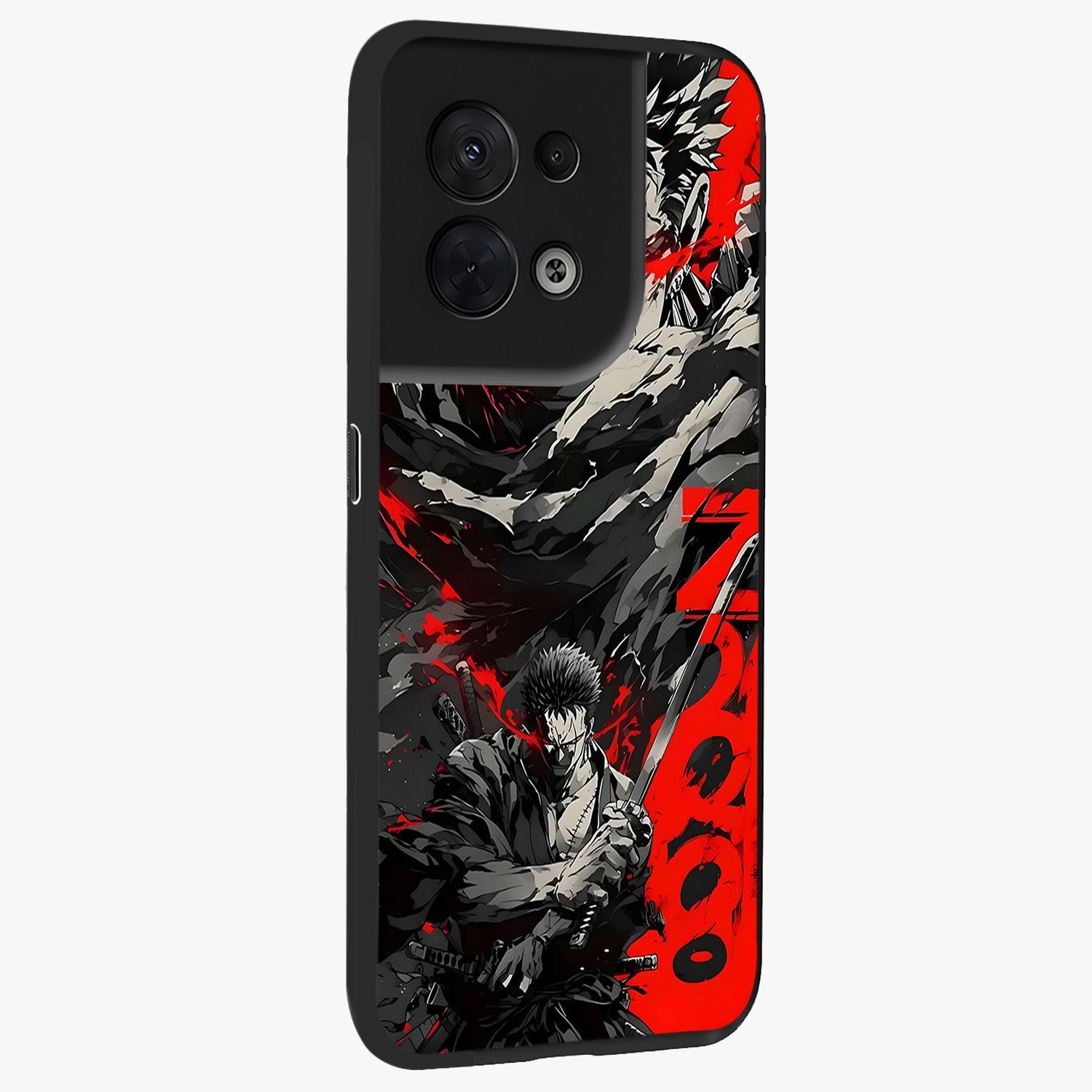 Demon Sword Resolve Glass Case upright view showcasing dramatic warrior artwork with intense battle theme.
