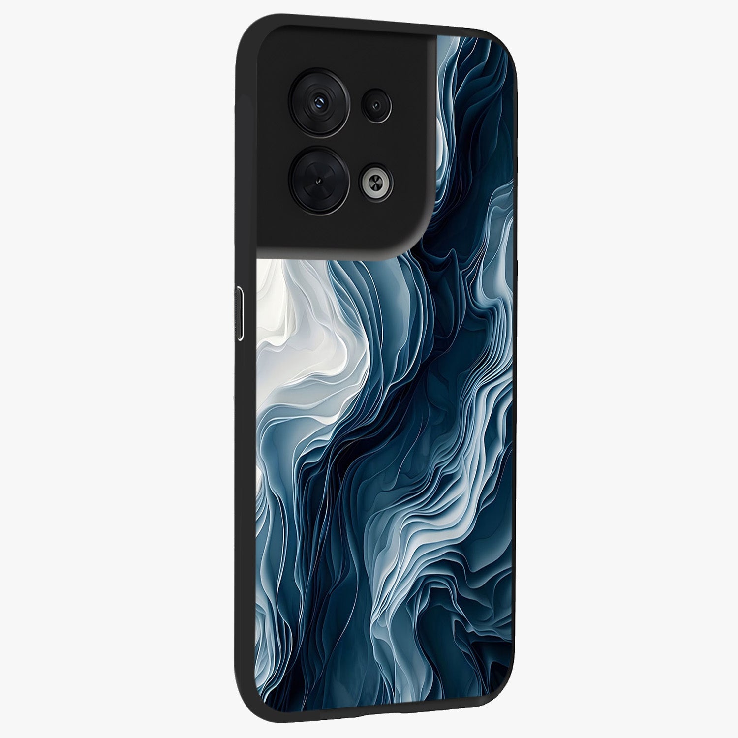 Ethereal Paper Marble Glass Case upright view showcasing smooth marble artwork with refined minimalist theme.