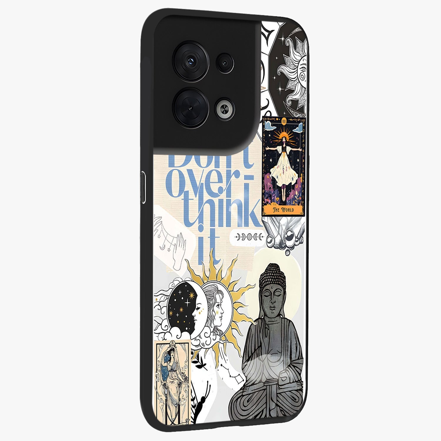 Ethereal Thoughts Glass Case upright view showcasing delicate artistic composition with peaceful dreamy theme.