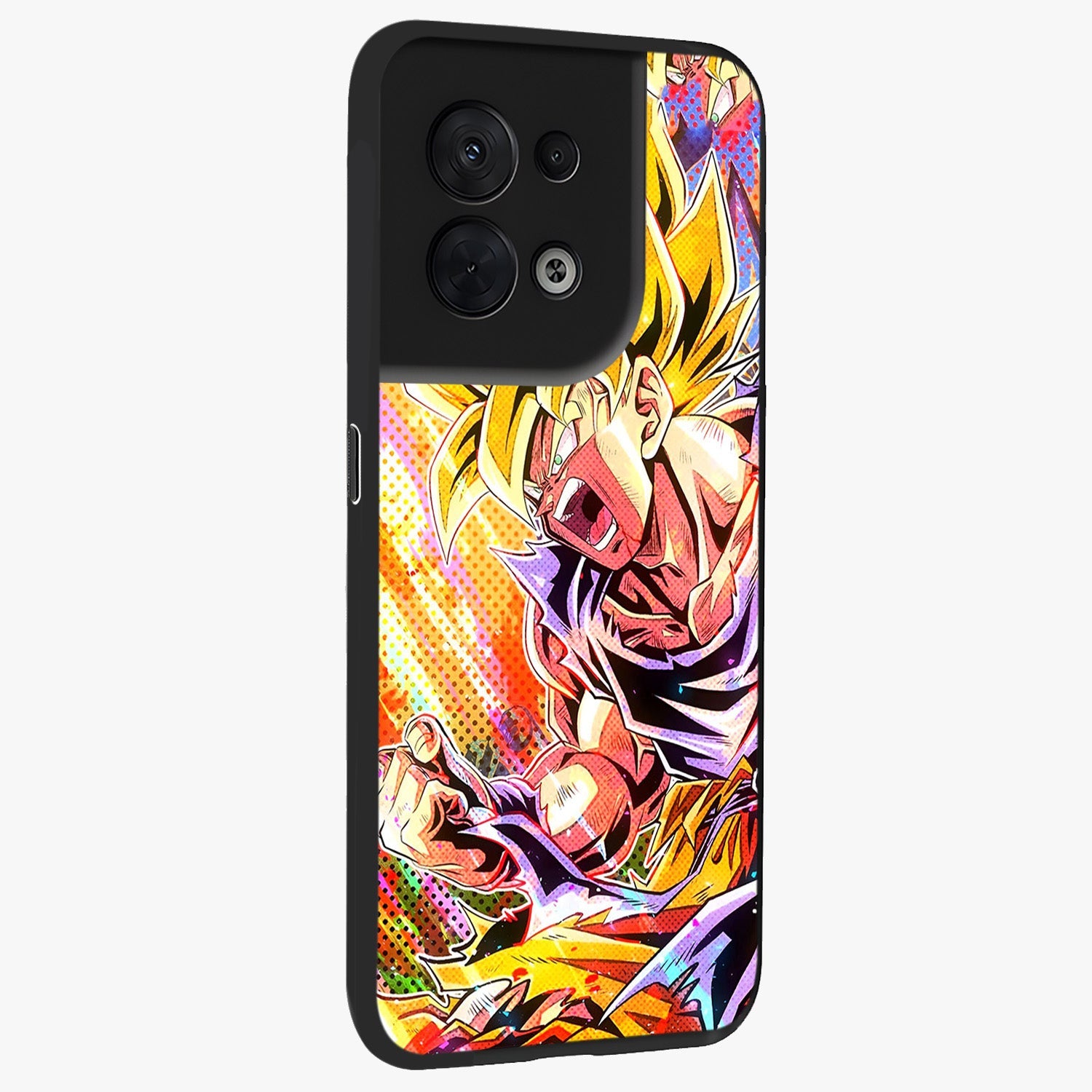 Firing Goku Glass Case upright view showcasing energetic anime artwork with bold warrior theme.