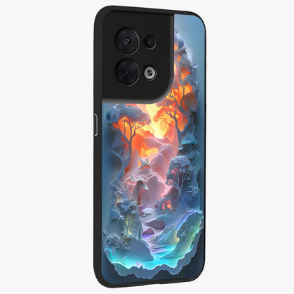 Glow Forest Portal Glass Case upright view showcasing enchanted forest portal artwork with fantasy nature theme.