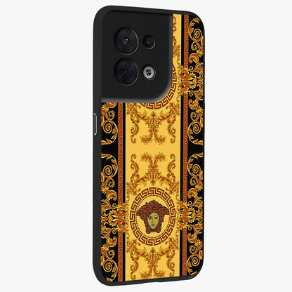 Golden Lotus Glow Glass Case upright view showcasing luminous lotus artwork with peaceful divine theme.