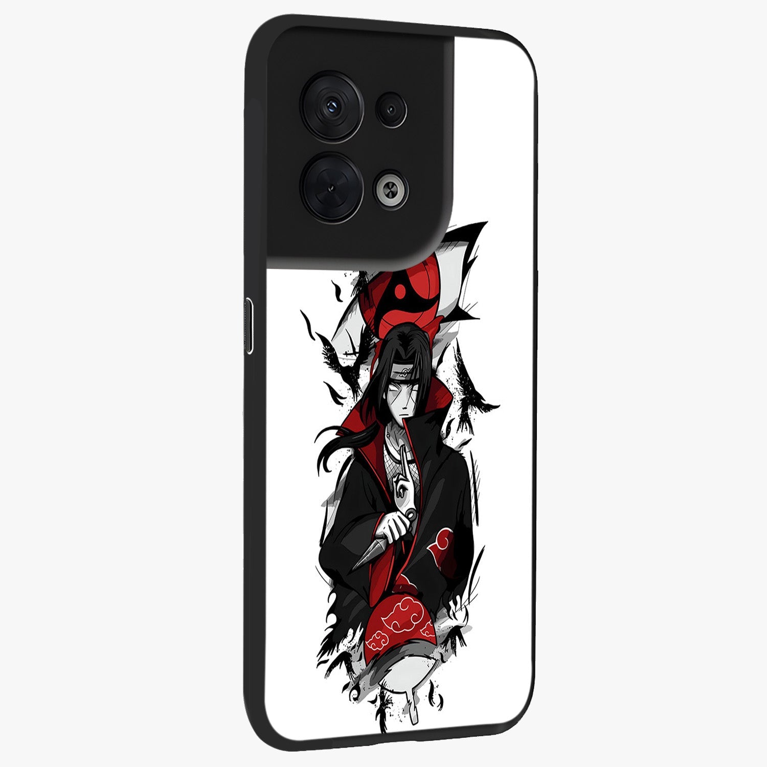 Itachi Limited Edition Naruto Anime Glass Case upright view showcasing intense anime artwork with powerful character theme.