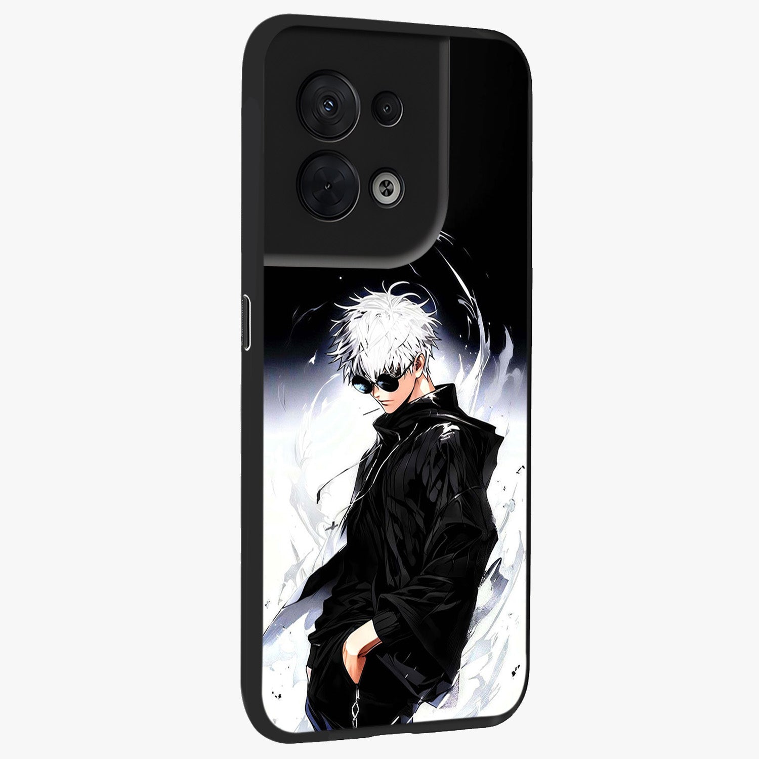 Limitless Shadow King Glass Case upright view showcasing bold shadow warrior artwork with epic fantasy theme.