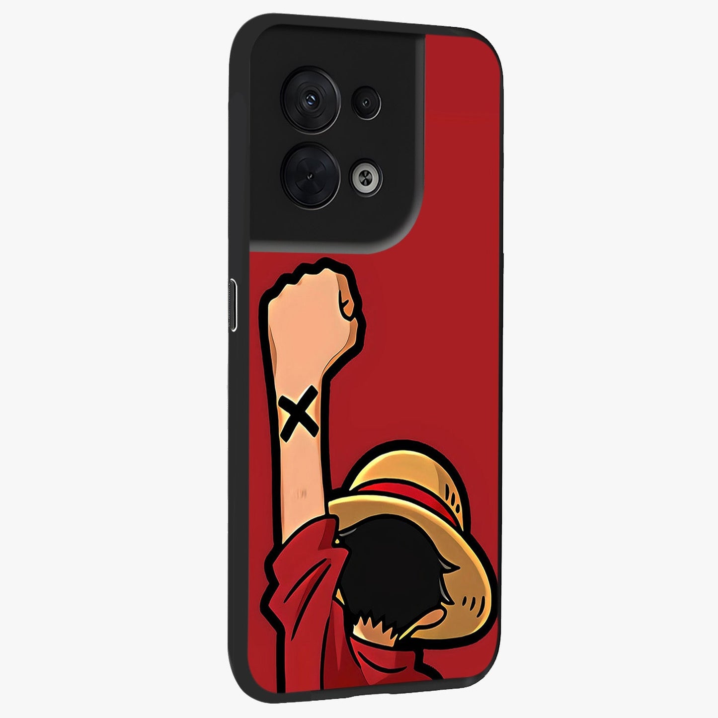 Luffy X Spirit Glass Case upright view showcasing striking anime artwork with adventurous character theme.