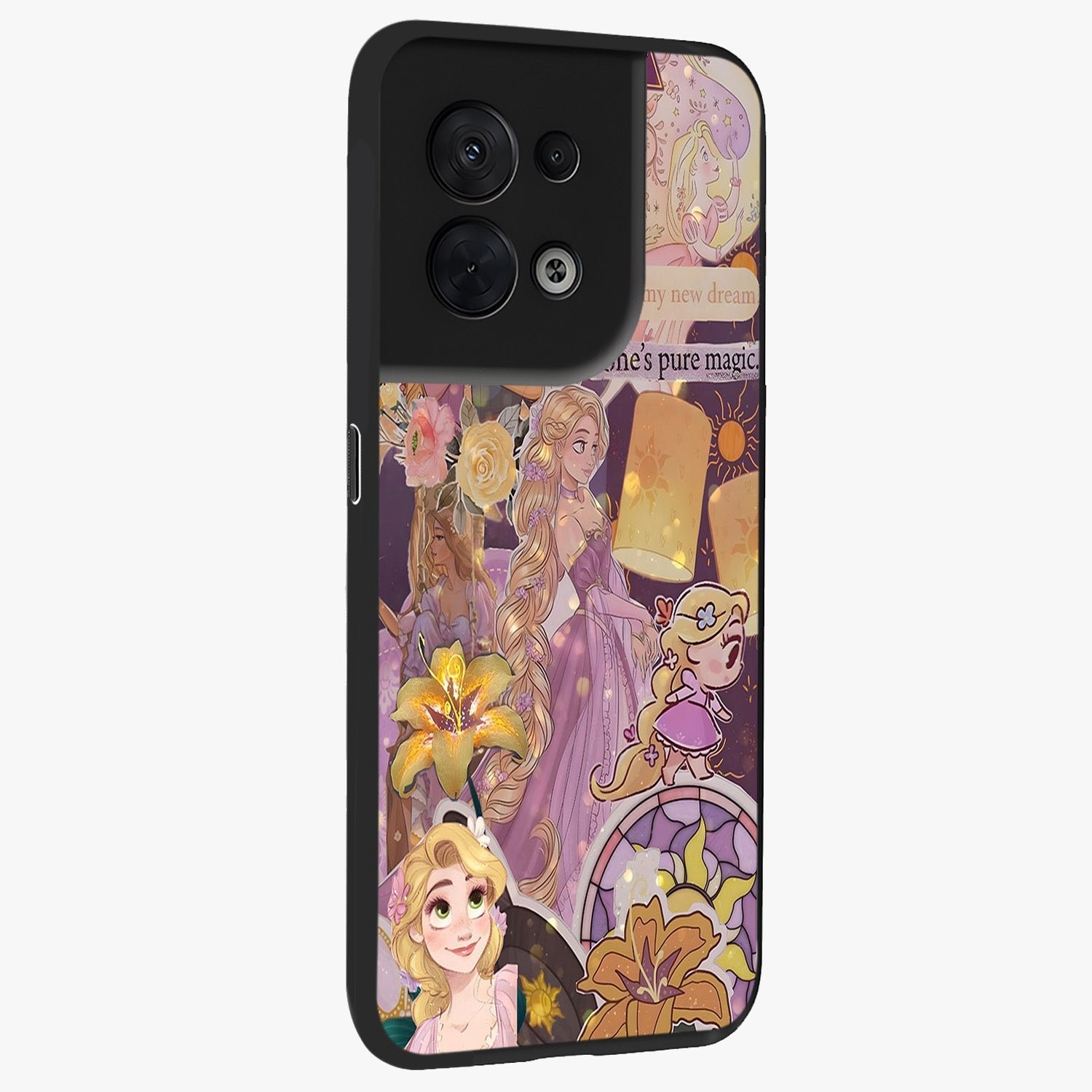 Magical Tangled Dream Glass Case upright view showcasing enchanting artistic artwork with dreamy fantasy theme.