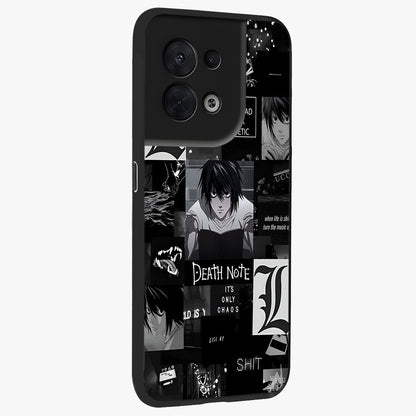 Midnight Chaos Mind Glass Case upright view showcasing expressive abstract artwork with bold dark theme.