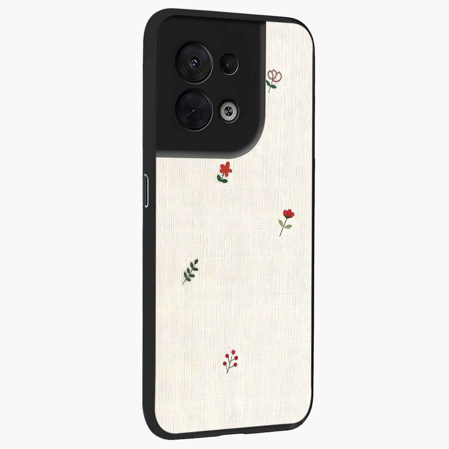 Minimalistic Blue With White Flower Pattern Glass Case upright view showcasing clean white flower artwork with calming blue theme.