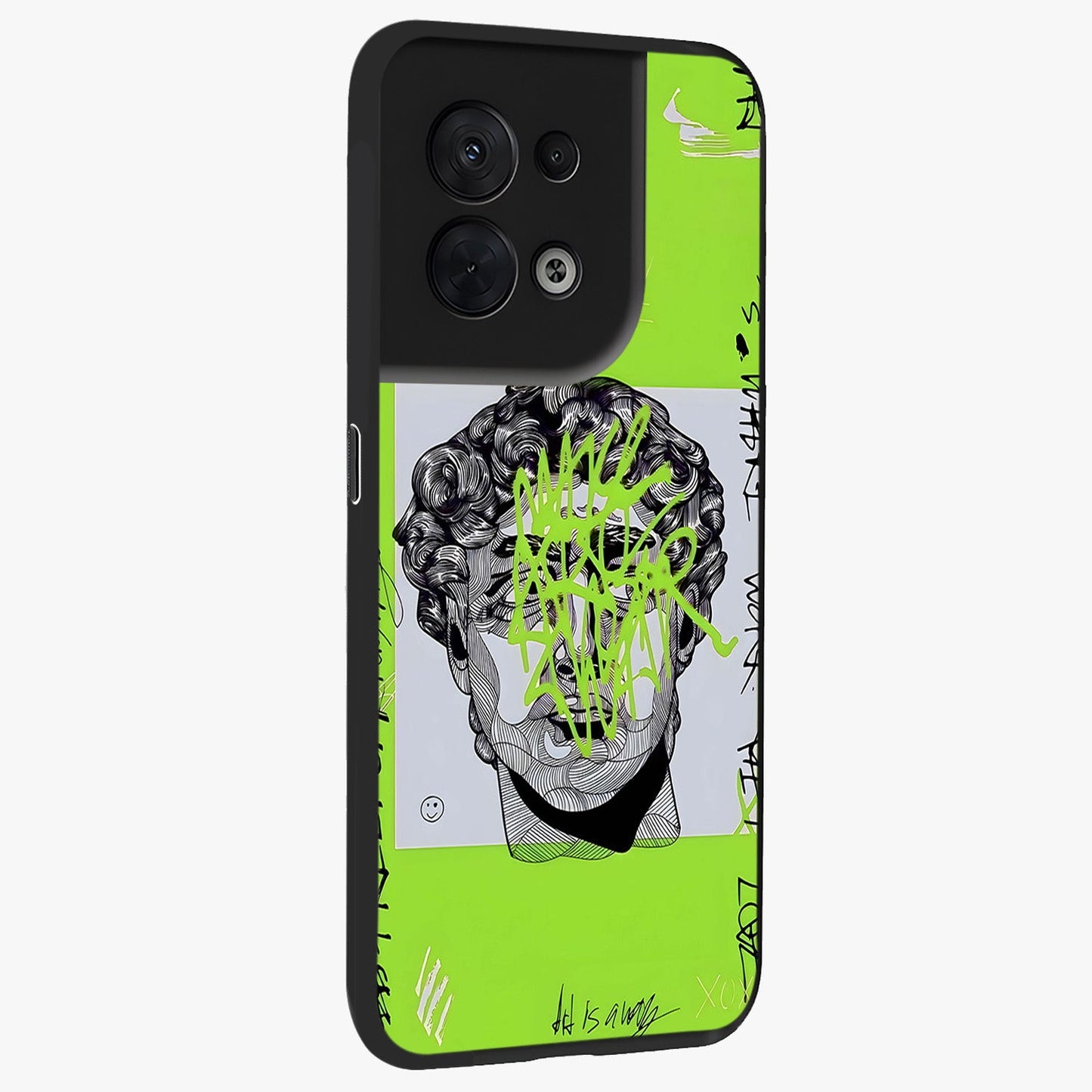 Neo Graffiti Rebellion Glass Case upright view showcasing colorful graffiti artwork with bold modern street style.