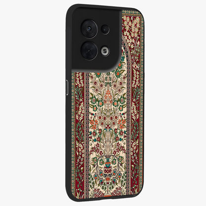 Persian Inspired Glass Case upright view showcasing decorative Persian artwork with rich heritage theme.