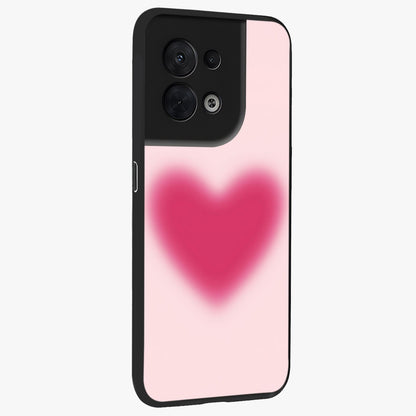 Pink Aura Heart Glass Case upright view showcasing romantic heart artwork with soft pastel theme.