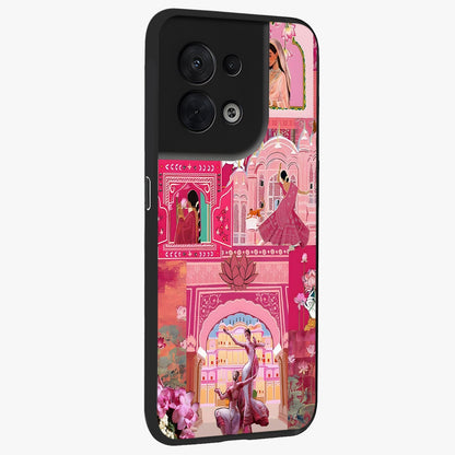Pink Palace Muse Glass Case upright view showcasing artistic palace artwork with graceful royal theme.