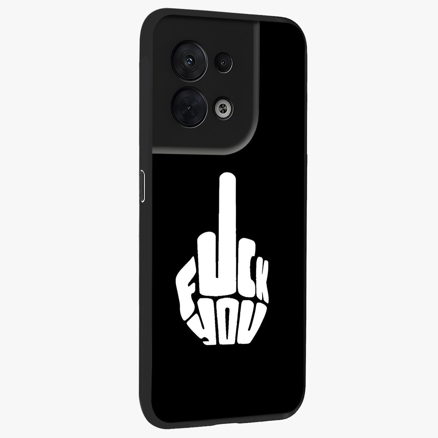 Rebel Mode On Glass Case upright view showcasing striking statement artwork with bold rebellious theme.