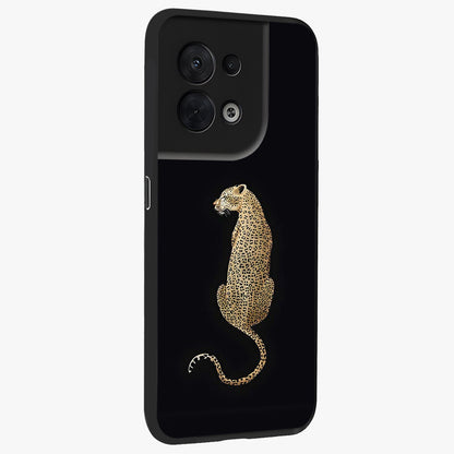 Regal Leopard Glass Case upright view showcasing striking leopard artwork with fierce wildlife theme.