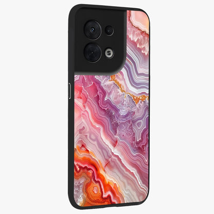 Rose Quartz Marble Glass Case upright view showcasing decorative marble artwork with luxurious pastel theme.