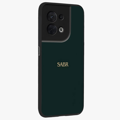 Sabr Minimal Patience Glass Case upright view showcasing calm minimalist artwork with motivational patience theme.