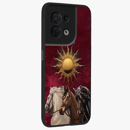 Solar Riders Glass Case upright view showcasing energetic rider artwork with bold adventure theme.