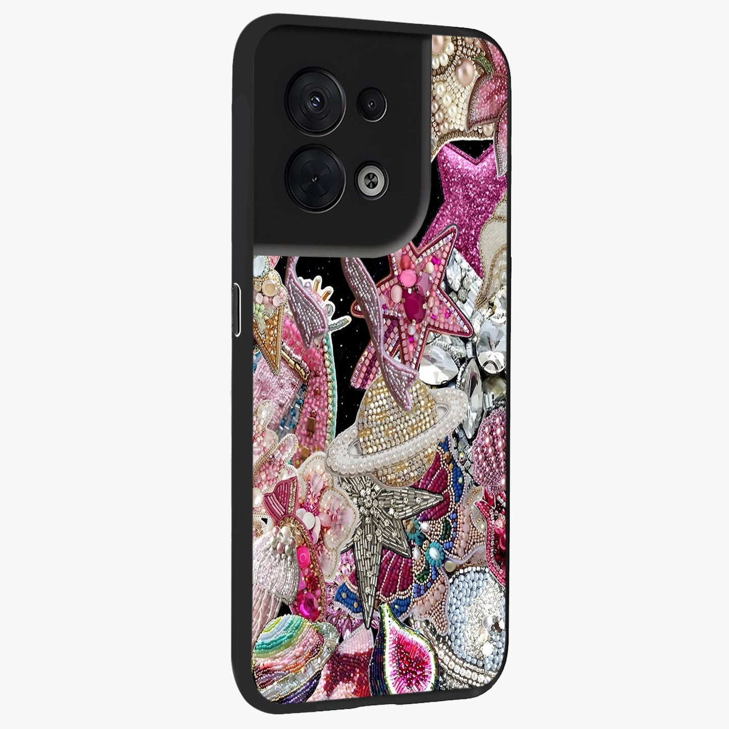 Starlit Jewel Dream Glass Case upright view showcasing radiant star inspired artwork with magical night theme.