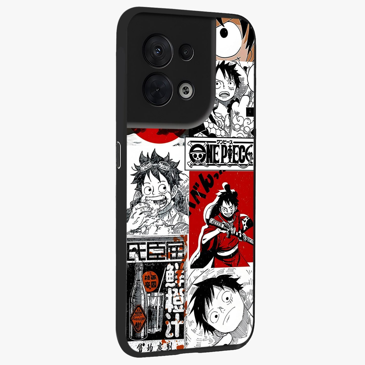 Strawhat Chaos Panels Glass Case upright view showcasing energetic anime artwork with bold adventure theme.