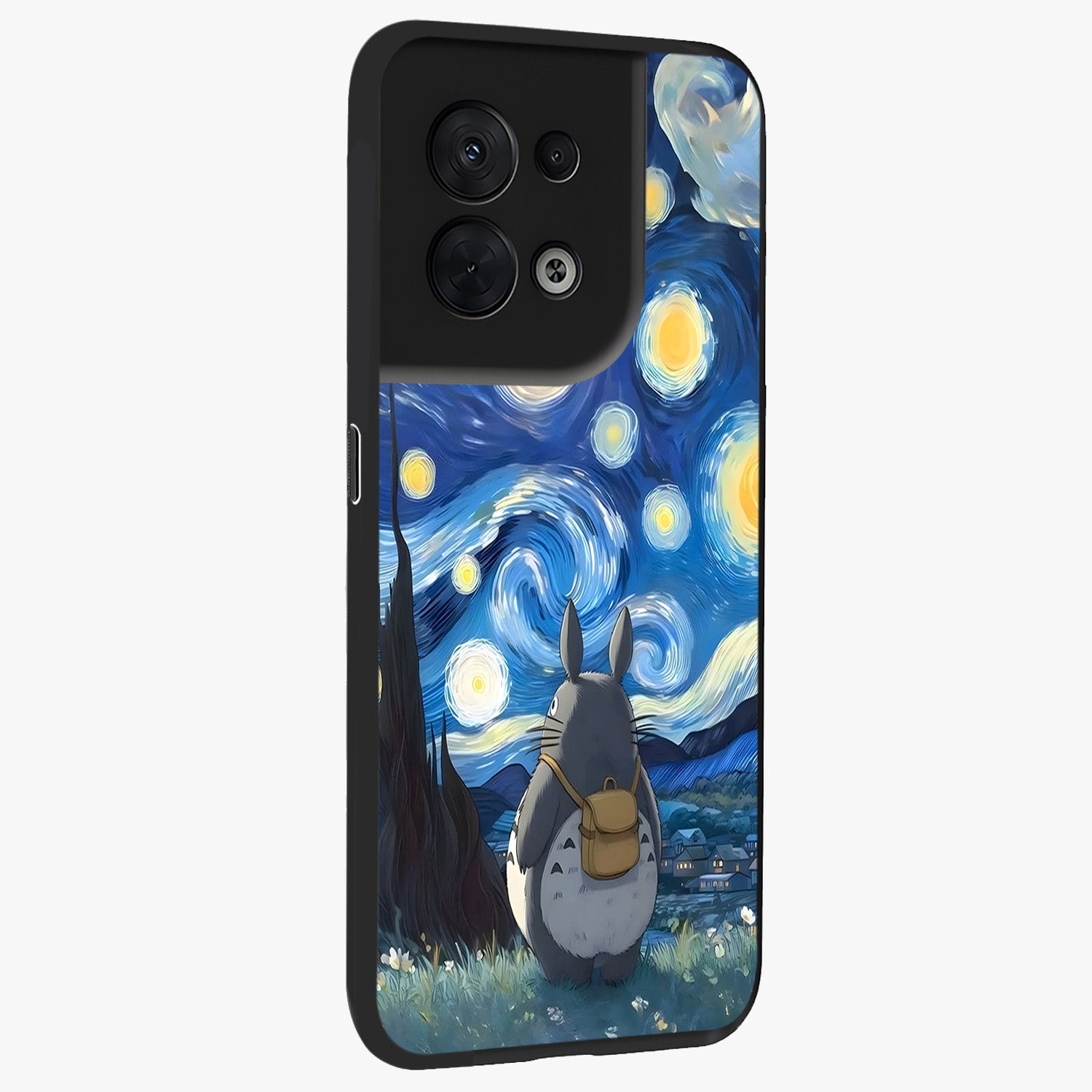 Totoro In Van Gogh Art Glass Case upright view showcasing creative character artwork with painterly artistic theme.