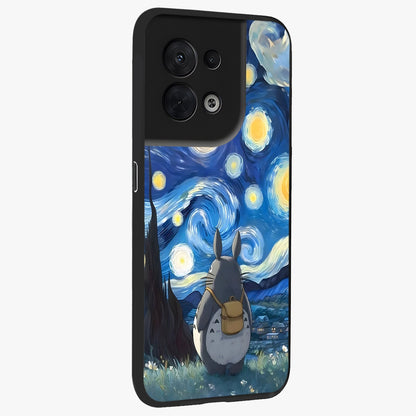 Totoro In Van Gogh Art Glass Case upright view showcasing creative character artwork with painterly artistic theme.