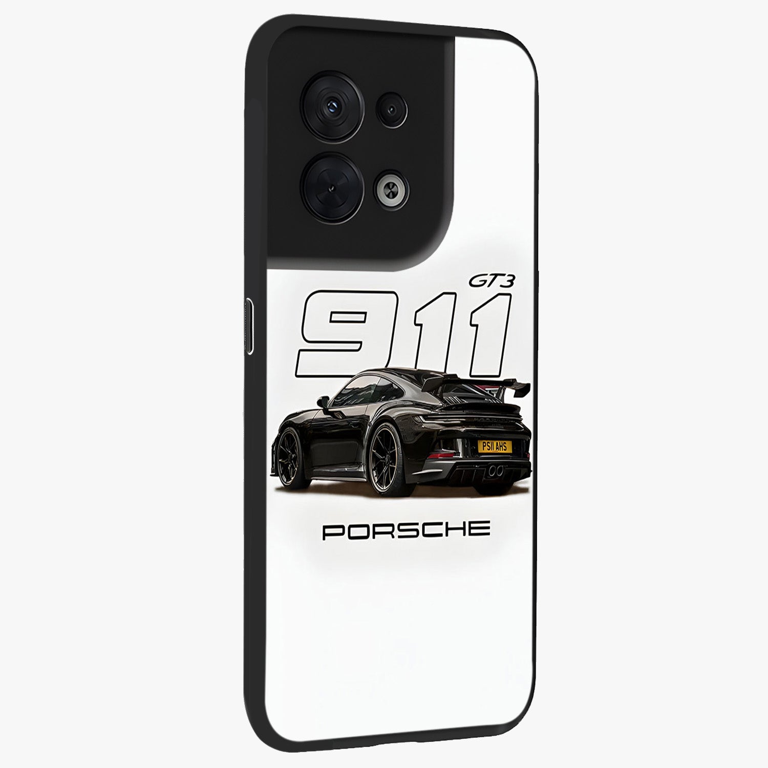 Turbo Legacy Icon Glass Case upright view showcasing bold racing inspired artwork with classic car theme.