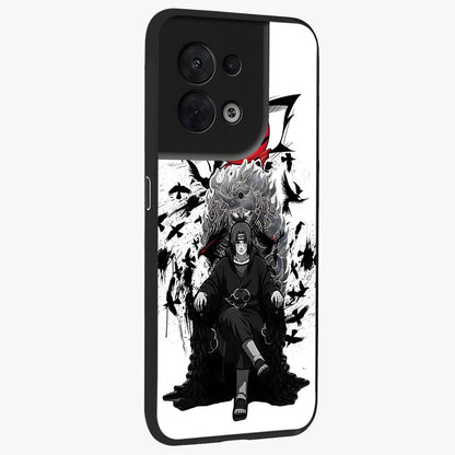Uchiha Shadow Throne Glass Case upright view showcasing magical underwater galaxy artwork with vibrant cosmic theme.