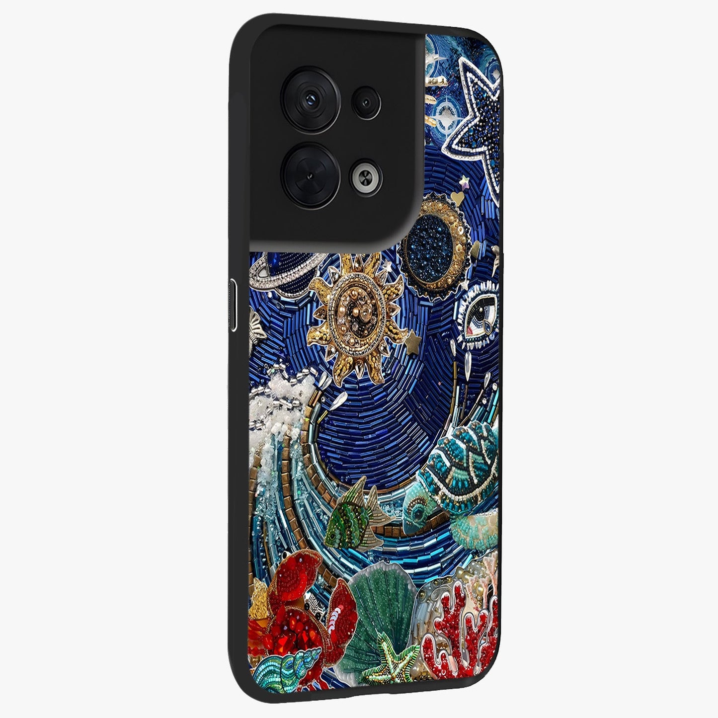 Universe Underwater Spark Glass Case upright view showcasing magical underwater galaxy artwork with vibrant cosmic theme.
