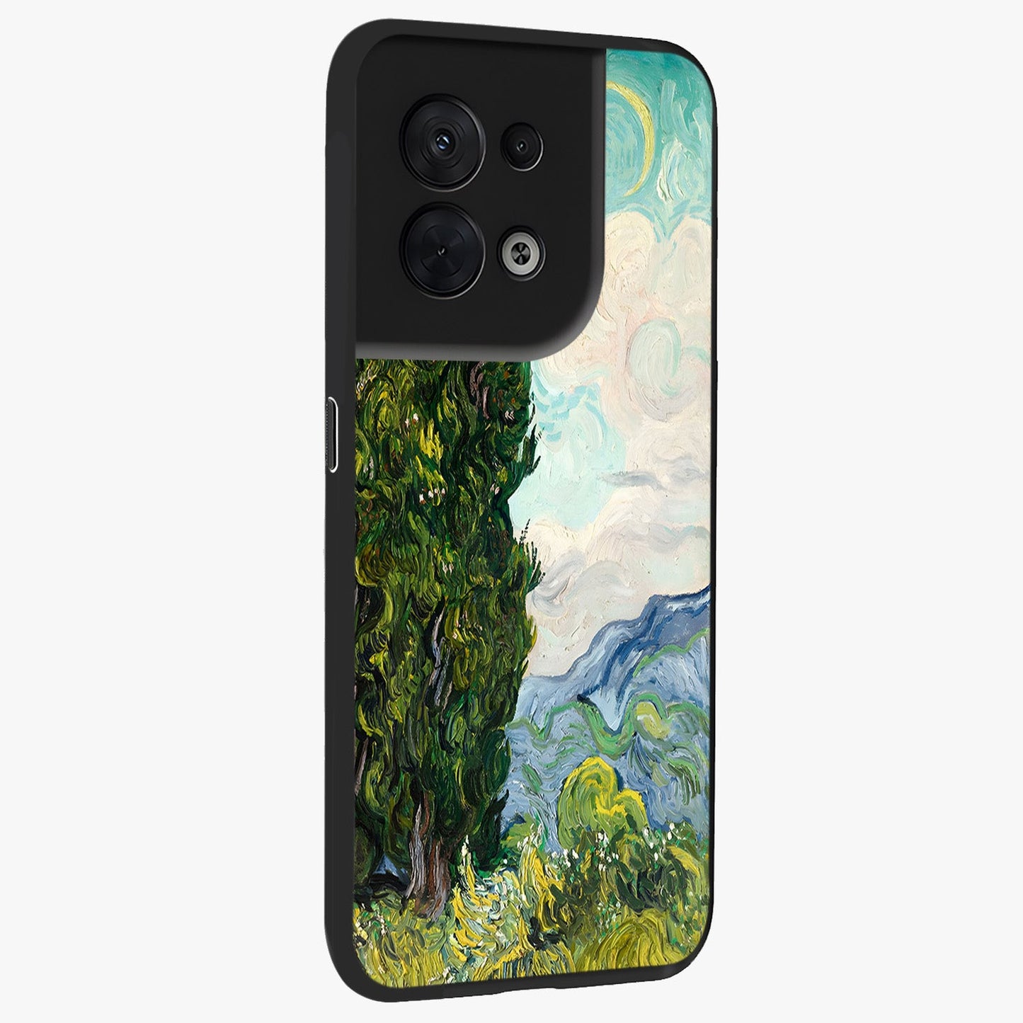 Van Gogh Vintage Art Glass Case upright view showcasing elegant vintage painting artwork with artistic heritage theme.